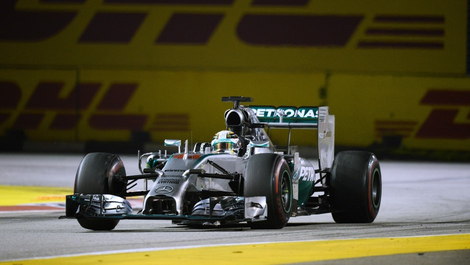 In Singapore, the Brit stole the night away in his Silver Arrow