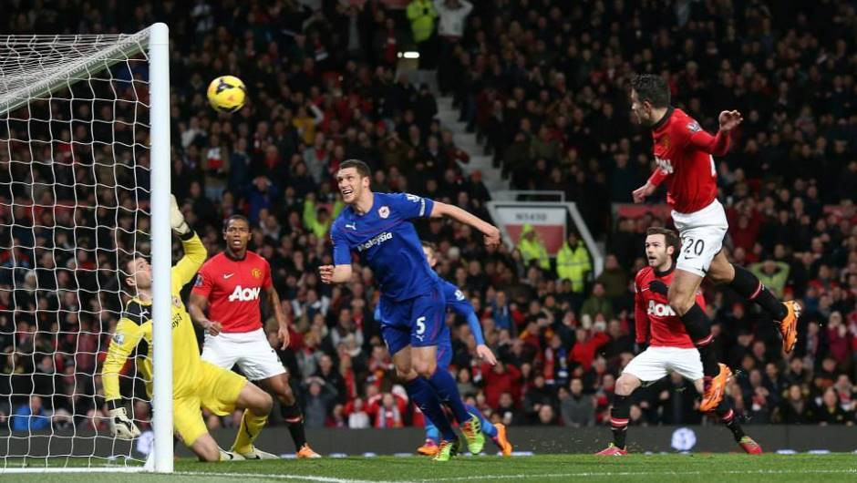 Robin van Persie finds the net in first return match against Cardiff City.