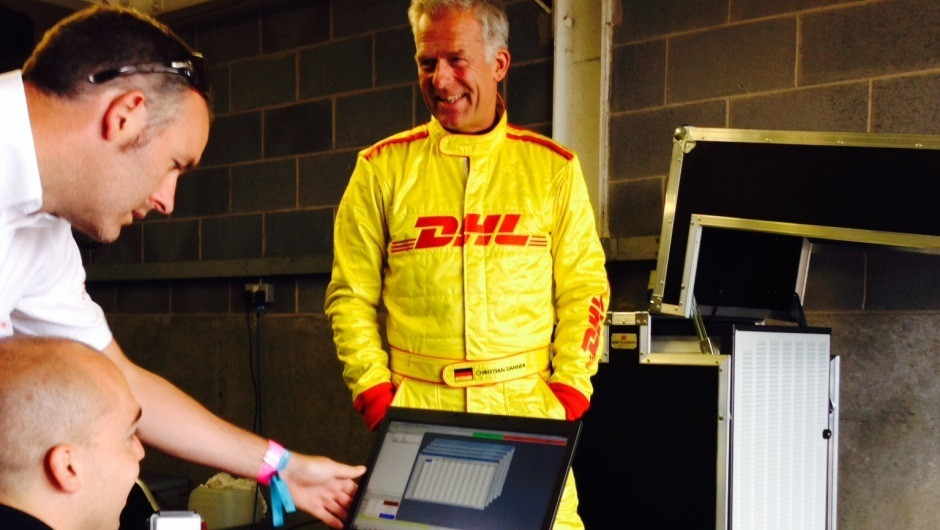 Looking pretty relaxed before his first spin in a  Formula E car