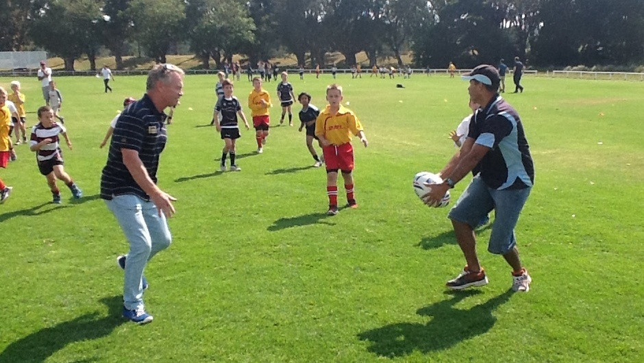 A little touch rugby with the kids.