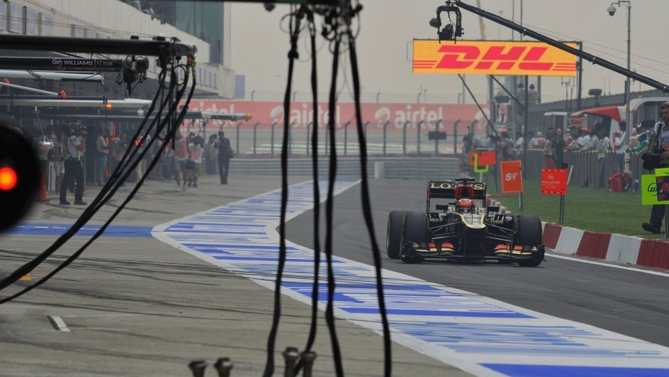 The "Iceman" Kimi Räikkönnen racing the Fastest Lap on the final lap of the 2013 Indian Grand Prix