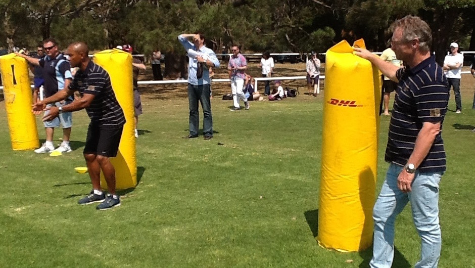 George Gregan had some good tackling tips for the kids