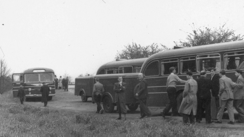 Musicians of the Gewandhausorchester on a tour in 1958 (Credit: Gewandhaus Archive / Collection Siegfried Hunger)