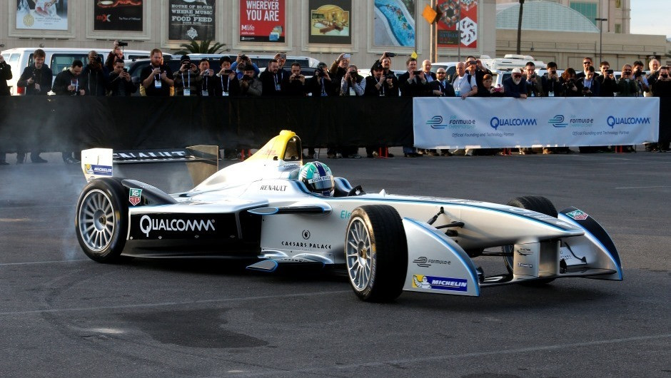 Former F1 driver Lucas di Grassi works the crowd