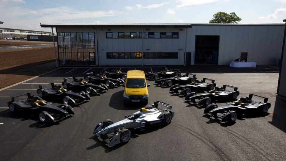 Spark-Renault SRT_01E test car poses with first 10 team cars