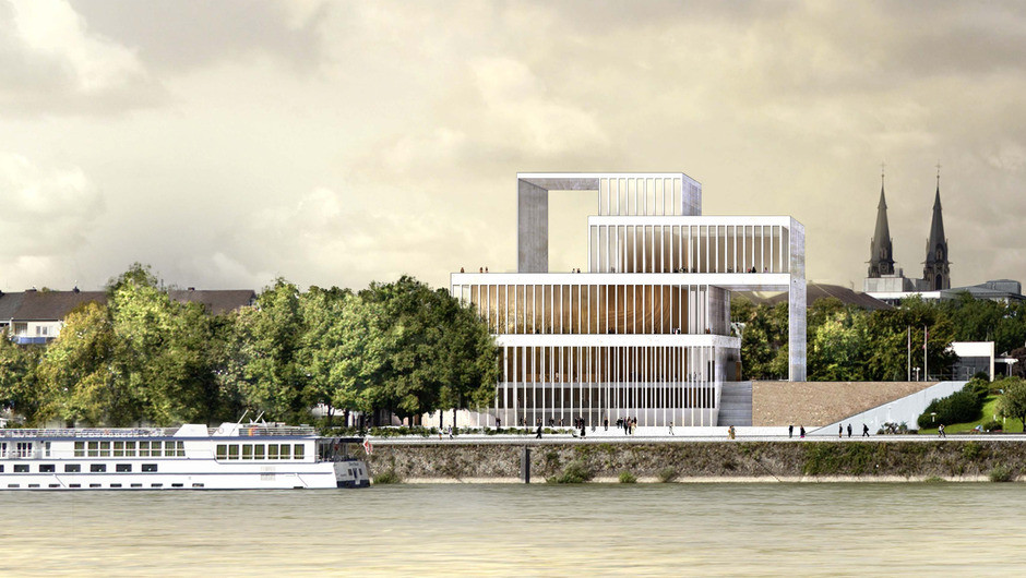 Chipperfield's envisioned concert hall as seen from the Rhine