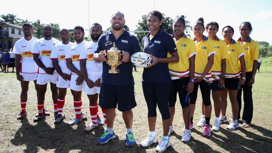 Striking a pose with Raiwaqa Rugby and Fiji Pearls