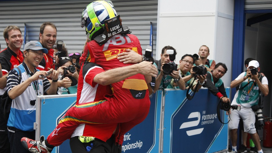 Earlier, di Grassi celebrated his come-from-behind 2nd place finish