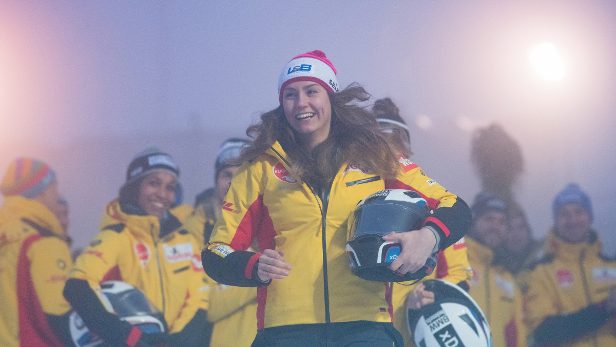 Ein magischer Moment für Laura Nolte: Nach dem Weltcup in La Plagne fuhr sie in Innsbruck-Igls erneut aufs Podest. (Foto: Viesturs Lacis)