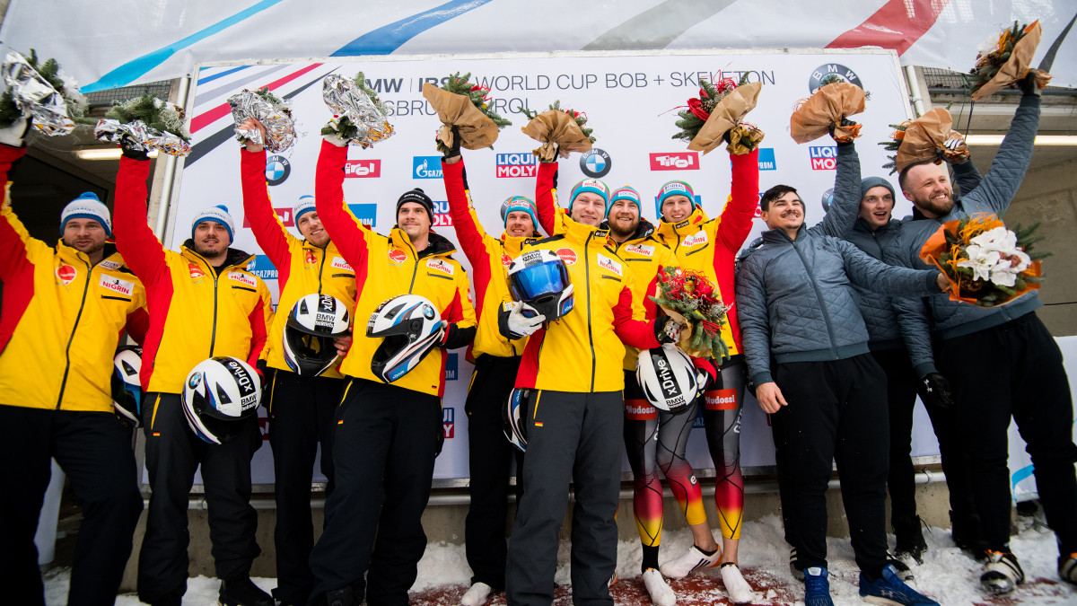 Gelb dominierte beim Weltcup in Innsbruck-Igls: Die deutschen 4er-Bobteams Friedrich und Lochner errangen einen Doppelsieg. (Foto: Viesturs Lacis)