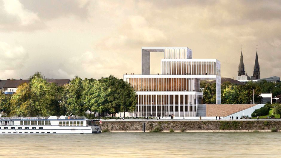 Chipperfield's envisioned concert hall as seen from the Rhine