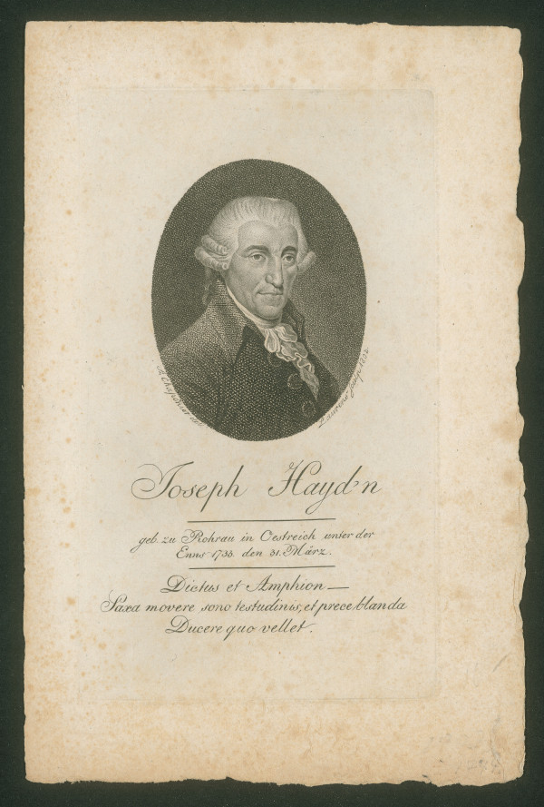Joseph Haydn (1732-1809) – Stich, wohl von Johann Daniel Laurenz, nach einer Zeichnung von Alexandre Chaponnier
