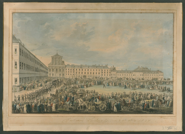 Beethoven’s funeral procession in Vienna, 1827, watercolor by Franz Xaver Stöber