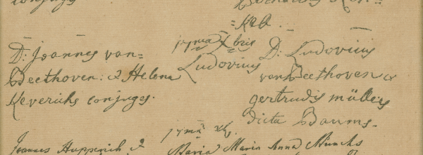 Inscripción de Beethoven en el registro bautismal de la Iglesia de San Remigio, el 17 de diciembre de 1770