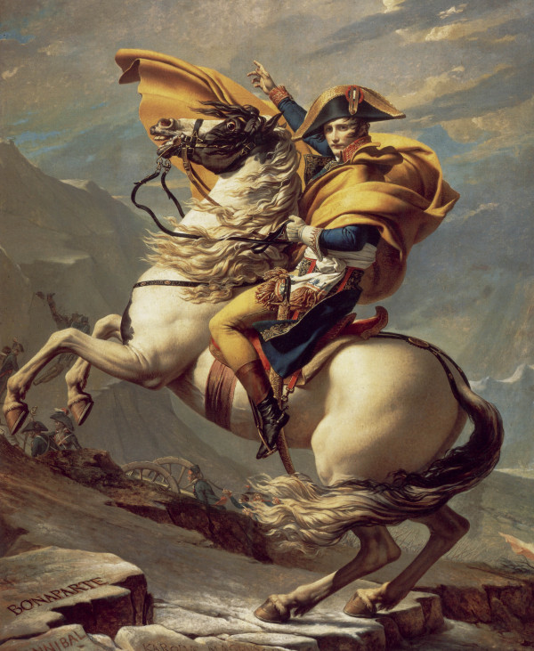 Bonaparte cruzando los Alpes en el paso del Gran San Bernardo, de Jacques-Louis David (1800)