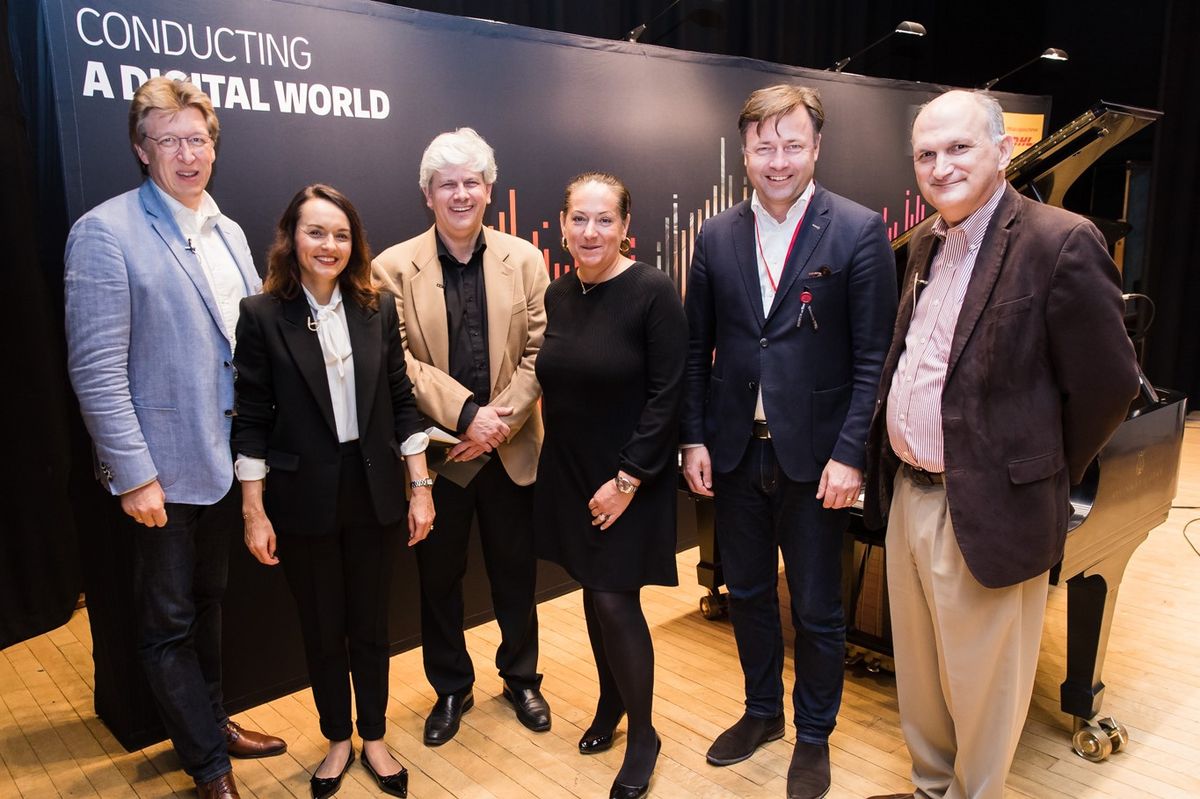 (l-r) Andreas Schulz (Gewandhaus Leipzig), Birgit Gehring (IDAGIO), Nicholas Kitchen (NEC), Monika Schaller (Deutshe Post DHL Group), Malte Boecker (Beethoven-Haus Bonn), Mark Volpe (Boston Symphony Orchestra).