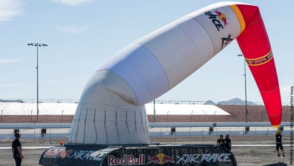 Keeping the pylons inflated in the high winds was a safety concern Keeping the pylons inflated in the high winds was a safety concern