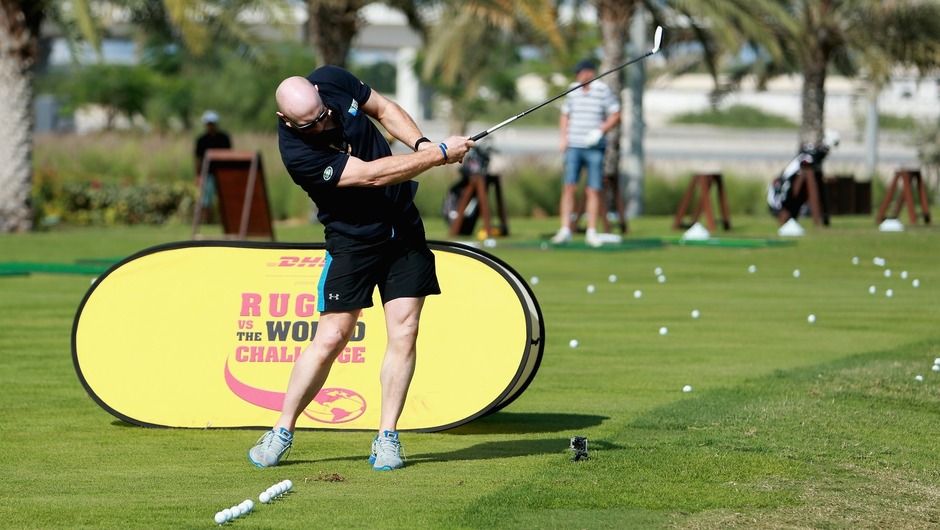Tom hitting rapid fire from the tee in Challenge 1 Tom hitting rapid fire from the tee in Challenge 1