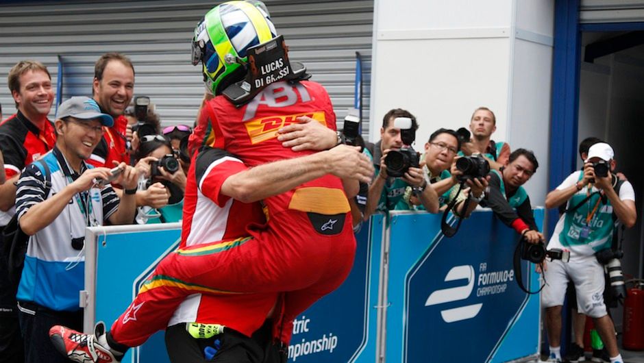 Earlier, di Grassi celebrated his come-from-behind 2nd place finish