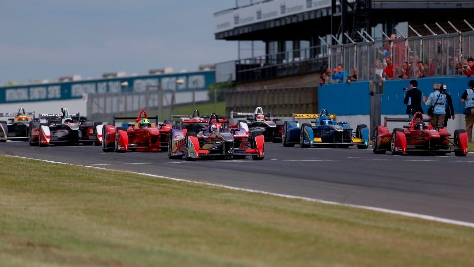 Ten teams line up on the grid
