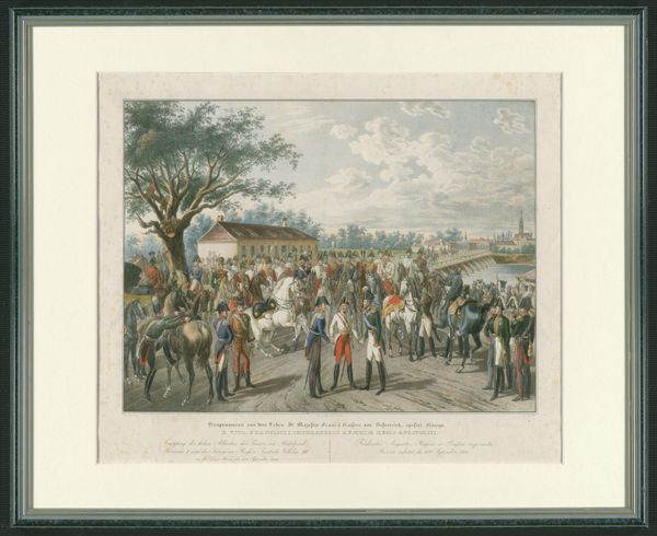Reception of the allied monarchs in Vienna 1814,  colored lithograph by Franz Wolf after Johann Nepomuk Hoechle